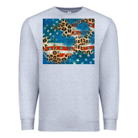 Heather Grey leopard glitter american flag Premium Sweatshirt - CowGirlArtShop