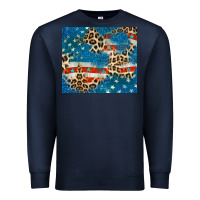 Navy leopard glitter american flag Premium Sweatshirt - CowGirlArtShop
