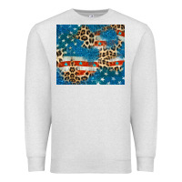 Oatmeal Heather leopard glitter american flag Premium Sweatshirt - CowGirlArtShop
