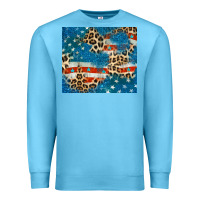 Ocean Blue leopard glitter american flag Premium Sweatshirt - CowGirlArtShop