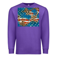 Purple leopard glitter american flag Premium Sweatshirt - CowGirlArtShop
