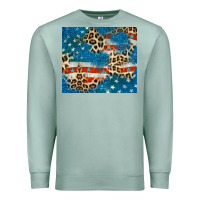 Seafoam leopard glitter american flag Premium Sweatshirt - CowGirlArtShop