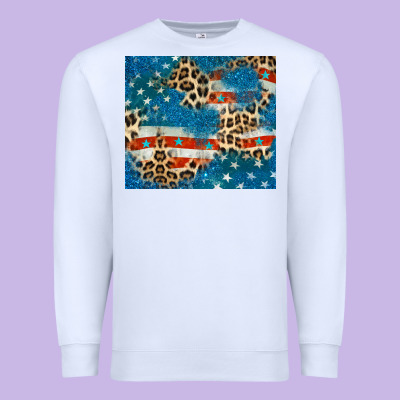 Leopard Glitter American Flag Premium Sweatshirt Designed By Cowgirlartshop
