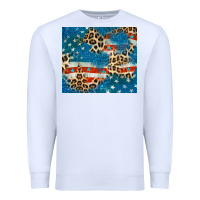 White leopard glitter american flag Premium Sweatshirt - CowGirlArtShop