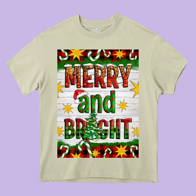 Merry And Bright Heavy Core Tee Designed By Artiststas