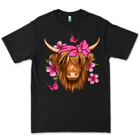 Black floral pink bandana longhaired cow Premium Tee - Jasminsmagicworld