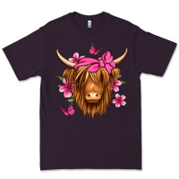 Plum floral pink bandana longhaired cow Premium Tee - Jasminsmagicworld