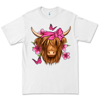White floral pink bandana longhaired cow Premium Tee - Jasminsmagicworld