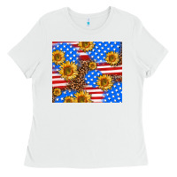 White basic sunflower and leopard Ladies Tee - AdoDesignShop