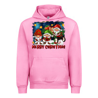 Fuchsia Pink merry christmas gnomies wagon Urban Hoodie - FaDigitalArtStudio