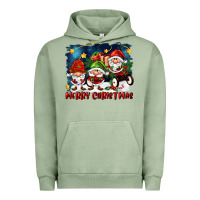 Pigment Oil Green merry christmas gnomies wagon Urban Hoodie - FaDigitalArtStudio