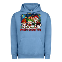 Pigment Pebble Blue merry christmas gnomies wagon Urban Hoodie - FaDigitalArtStudio