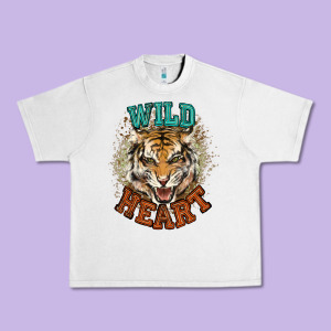 Wild Heart Tiger College Western Urban Heavy Tee Designed By Nancycooperartshop