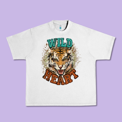 Wild Heart Tiger College Western Urban Heavy Tee Designed By Nancycooperartshop