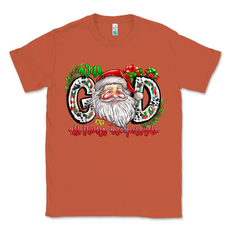 With God All Things Are Possible Santa Classic Tee by CowhideDigitalArt | Teevron