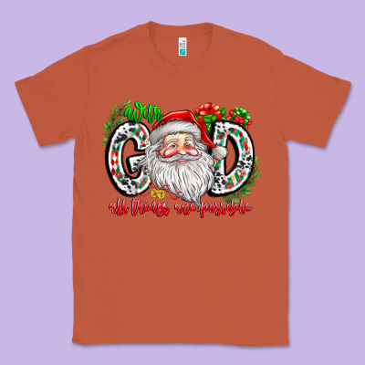 With God All Things Are Possible Santa Classic Tee Designed By Cowhidedigitalart