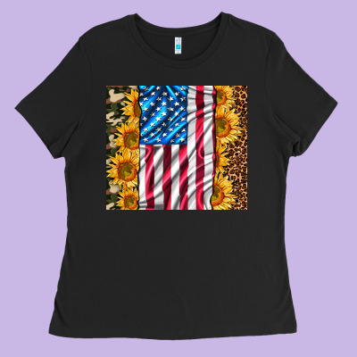 American Realistic Flag Ladies Tee Designed By Adodesignshop