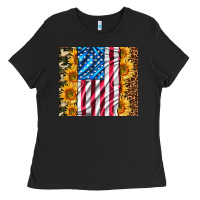 Black american realistic flag Ladies Tee - AdoDesignShop
