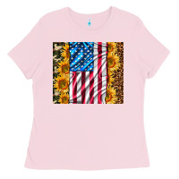 Bubblegum Pink american realistic flag Ladies Tee - AdoDesignShop