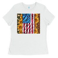 White american realistic flag Ladies Tee - AdoDesignShop