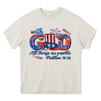 Cream with god all things are possible usa Heavy Core Tee - AdoDesignShop