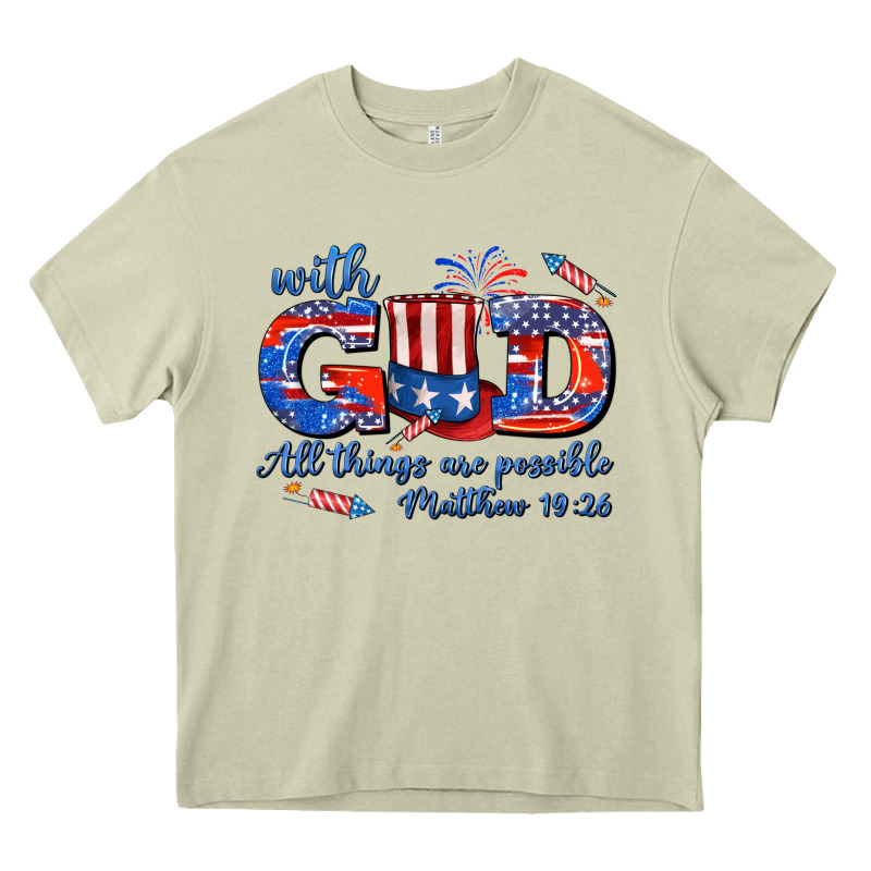 With God All Things Are Possible Usa Heavy Core Tee by AdoDesignShop | Teevron