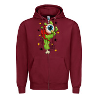 Burgundy Zombie Hand with Eyeball Zipper Hoodie - texasbilliewilder