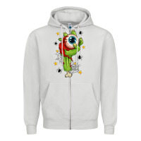 Dove Grey Zombie Hand with Eyeball Zipper Hoodie - texasbilliewilder
