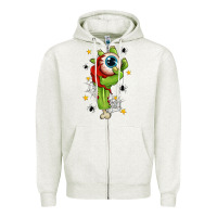 Oatmeal Heather Zombie Hand with Eyeball Zipper Hoodie - texasbilliewilder