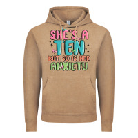 Vintage Coffee she's a ten but so is her anxiety Vintage Hoodie - MaliasSmallBusiness