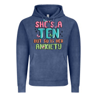 Vintage Denim she's a ten but so is her anxiety Vintage Hoodie - MaliasSmallBusiness