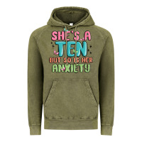 Vintage Olive she's a ten but so is her anxiety Vintage Hoodie - MaliasSmallBusiness