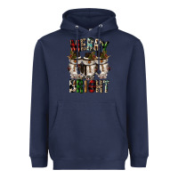 Navy merry and bright Heavyweight Hoodie - CowGirlArtShop