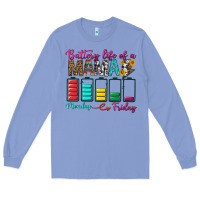 Colony Blue Battery Life Of A Mama Long Sleeve Tee - BundleAndBundleShop