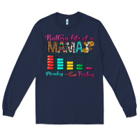 Navy Battery Life Of A Mama Long Sleeve Tee - BundleAndBundleShop