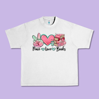 Peace Love Books Urban Heavy Tee Designed By Maliassmallbusiness