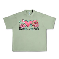 Oil Green peace love books Urban Heavy Tee - MaliasSmallBusiness
