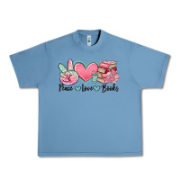 Pebble Blue peace love books Urban Heavy Tee - MaliasSmallBusiness