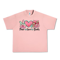 Salmon peace love books Urban Heavy Tee - MaliasSmallBusiness