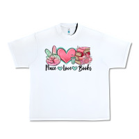 White peace love books Urban Heavy Tee - MaliasSmallBusiness
