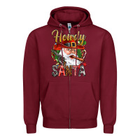 Burgundy Howdy Santa Zipper Hoodie - NancyCooperArtShop