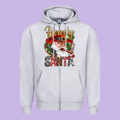 Howdy Santa Zipper Hoodie Designed By Nancycooperartshop