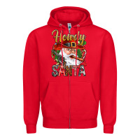 Red Howdy Santa Zipper Hoodie - NancyCooperArtShop