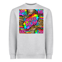 Heather Grey Pride LGBTQ+ Proud Mom With Leoapard Patterns Heavyweight Sweatshirt - BundleAndBundleShop