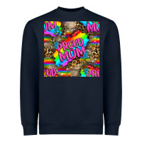 Navy Pride LGBTQ+ Proud Mom With Leoapard Patterns Heavyweight Sweatshirt - BundleAndBundleShop