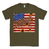 Army Green American flag leopard sunflower Classic Tee - JahusDesignShop