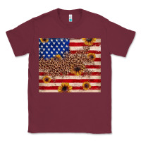 Burgundy American flag leopard sunflower Classic Tee - JahusDesignShop