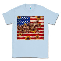 Dusty Blue American flag leopard sunflower Classic Tee - JahusDesignShop