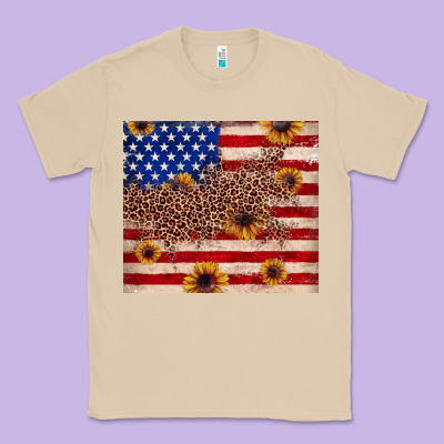 American Flag Leopard Sunflower Classic Tee Designed By Jahusdesignshop