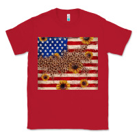 Red American flag leopard sunflower Classic Tee - JahusDesignShop